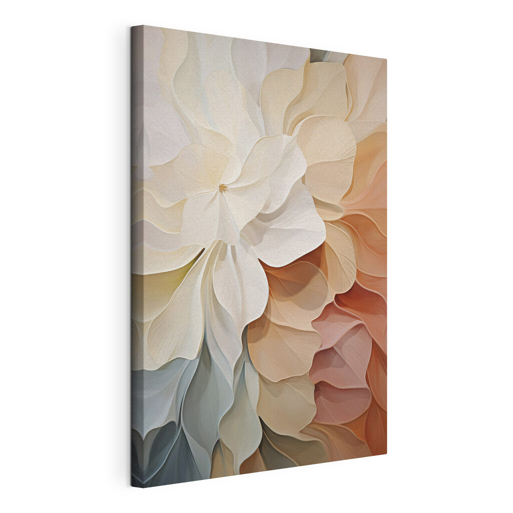 Pétales en tons pastel, toile tendue et bord enveloppé