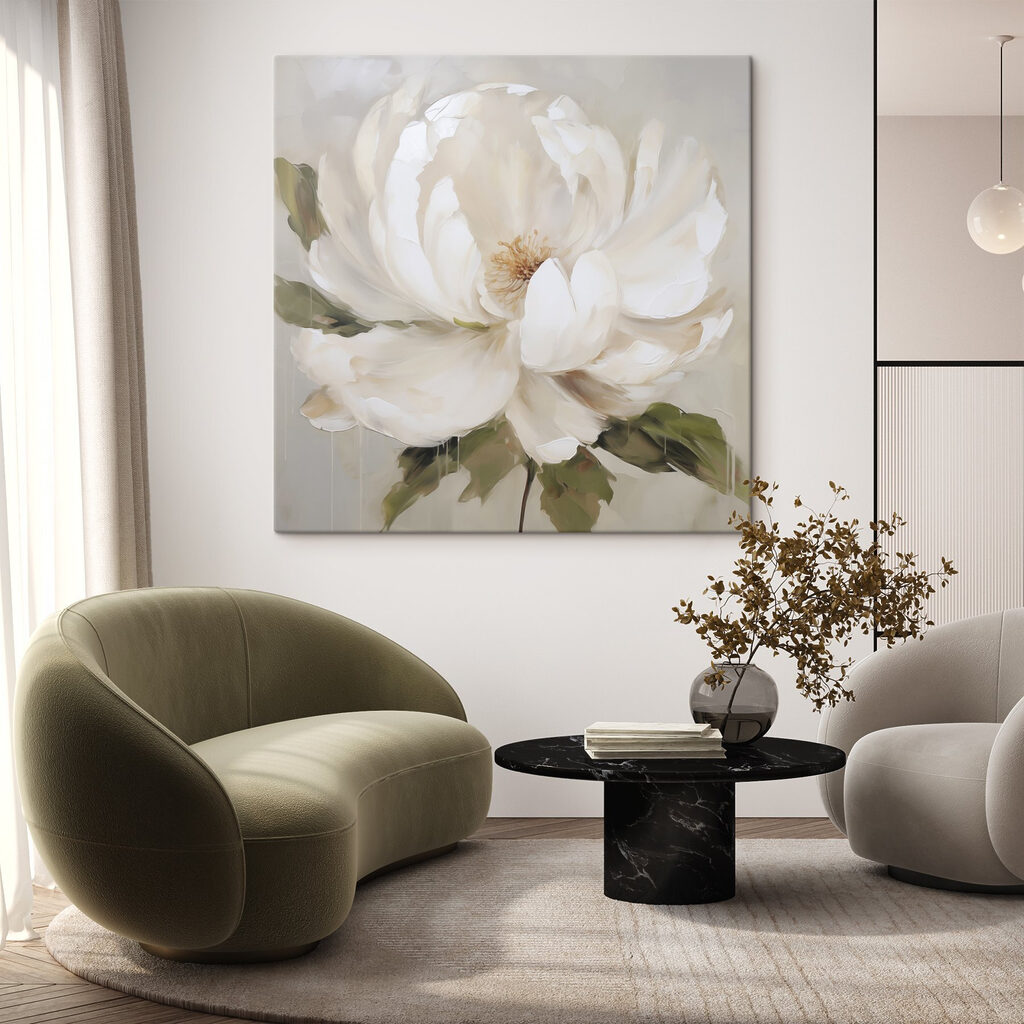 Pivoine blanche au pinceau — intérieur 2
