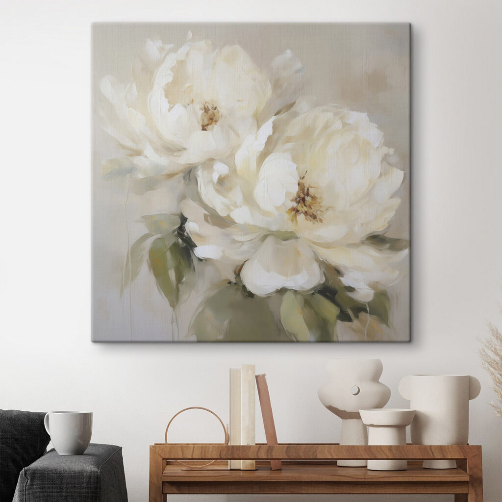 Deux pivoines blanc crème — intérieur 2