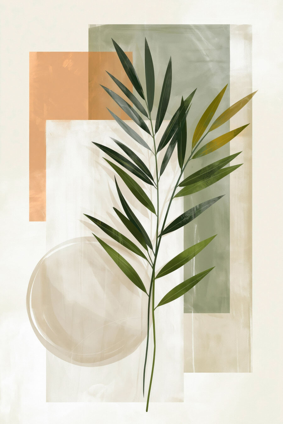 Palme et rectangles verts — motif complet