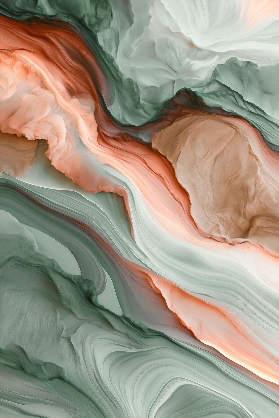 Strates vertes et corail — motif complet