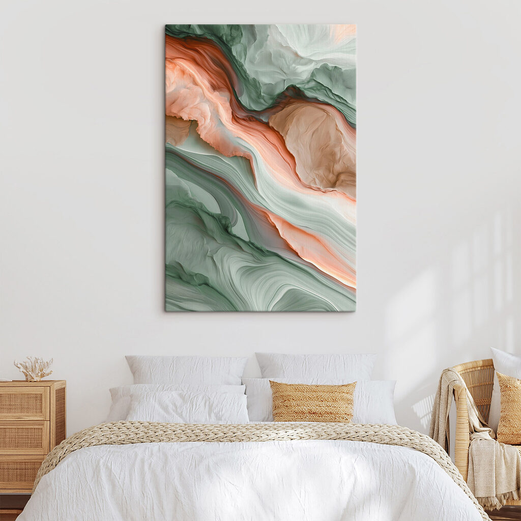 Strates vertes et corail — intérieur 2