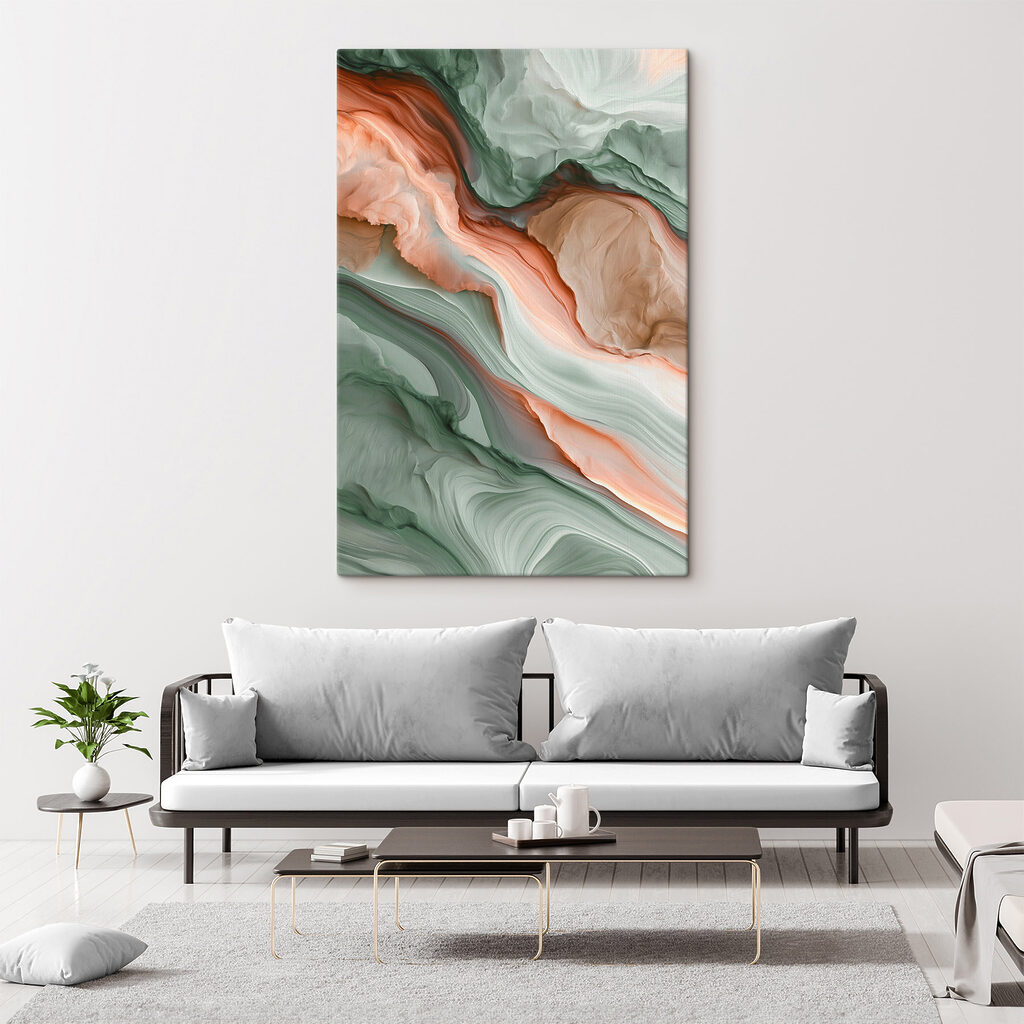 Strates vertes et corail — intérieur 1