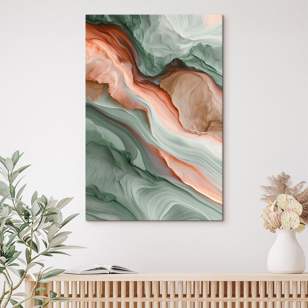 Strates vertes et corail — intérieur 3