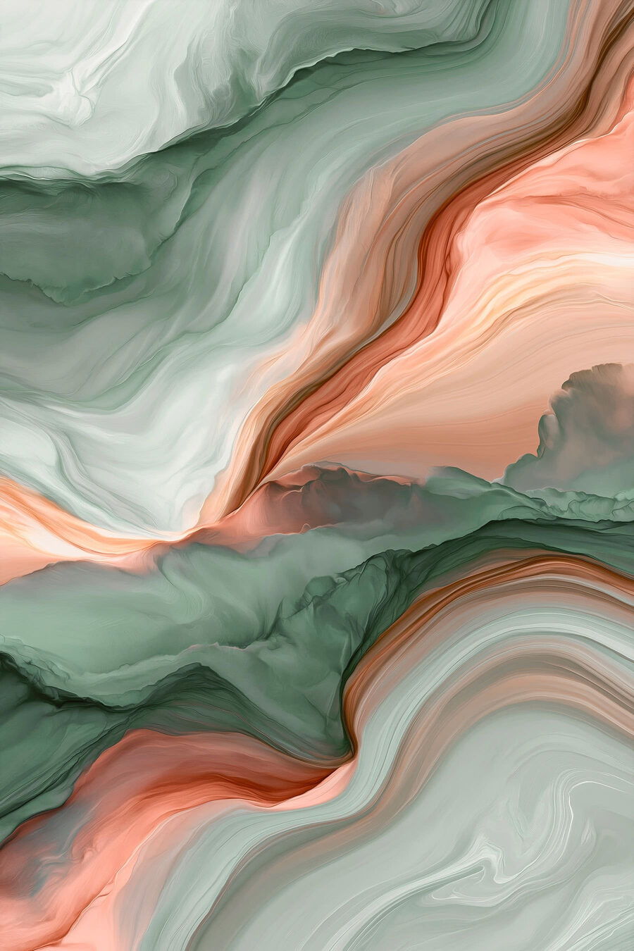 Veines corail sur vert — motif complet