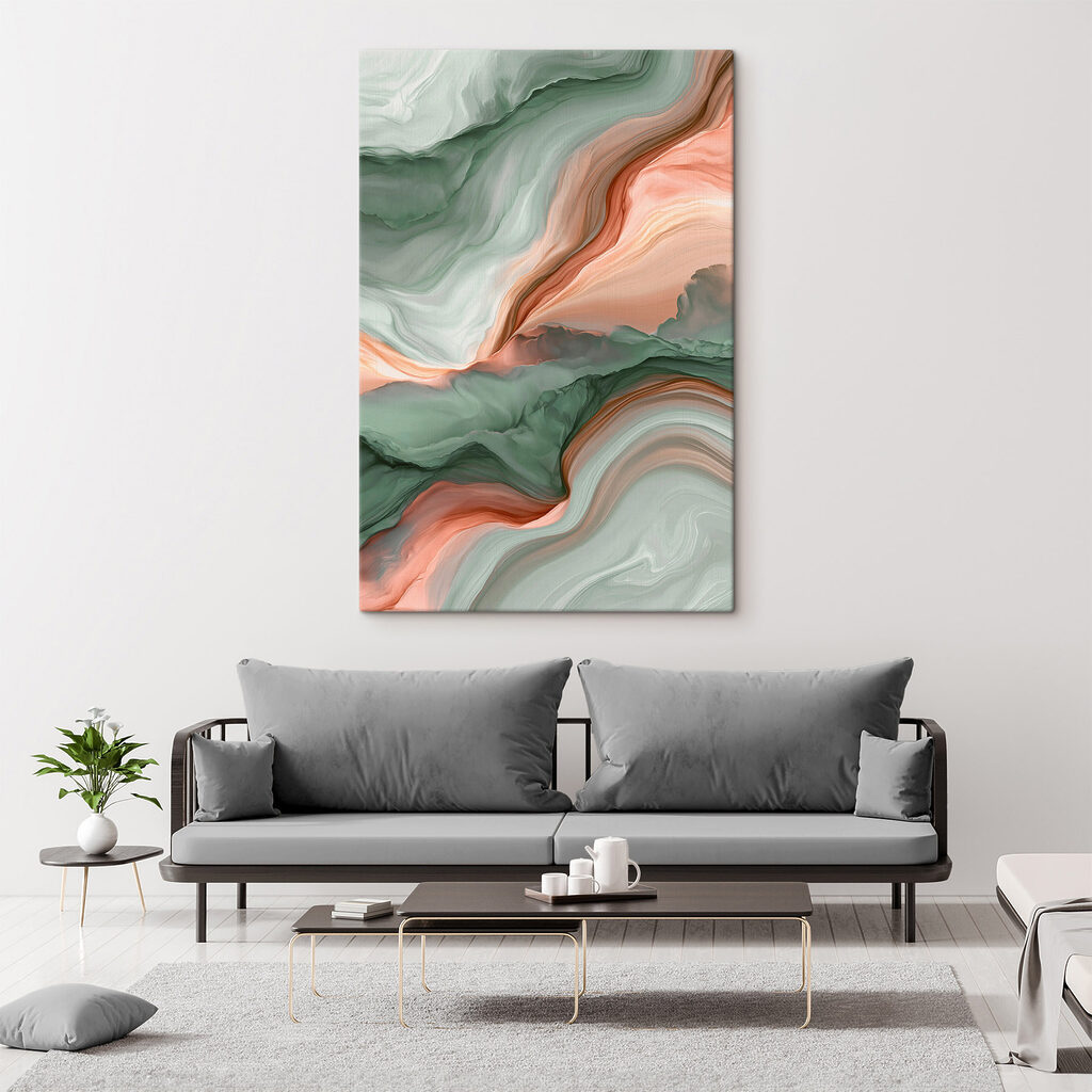 Veines corail sur vert — intérieur 2