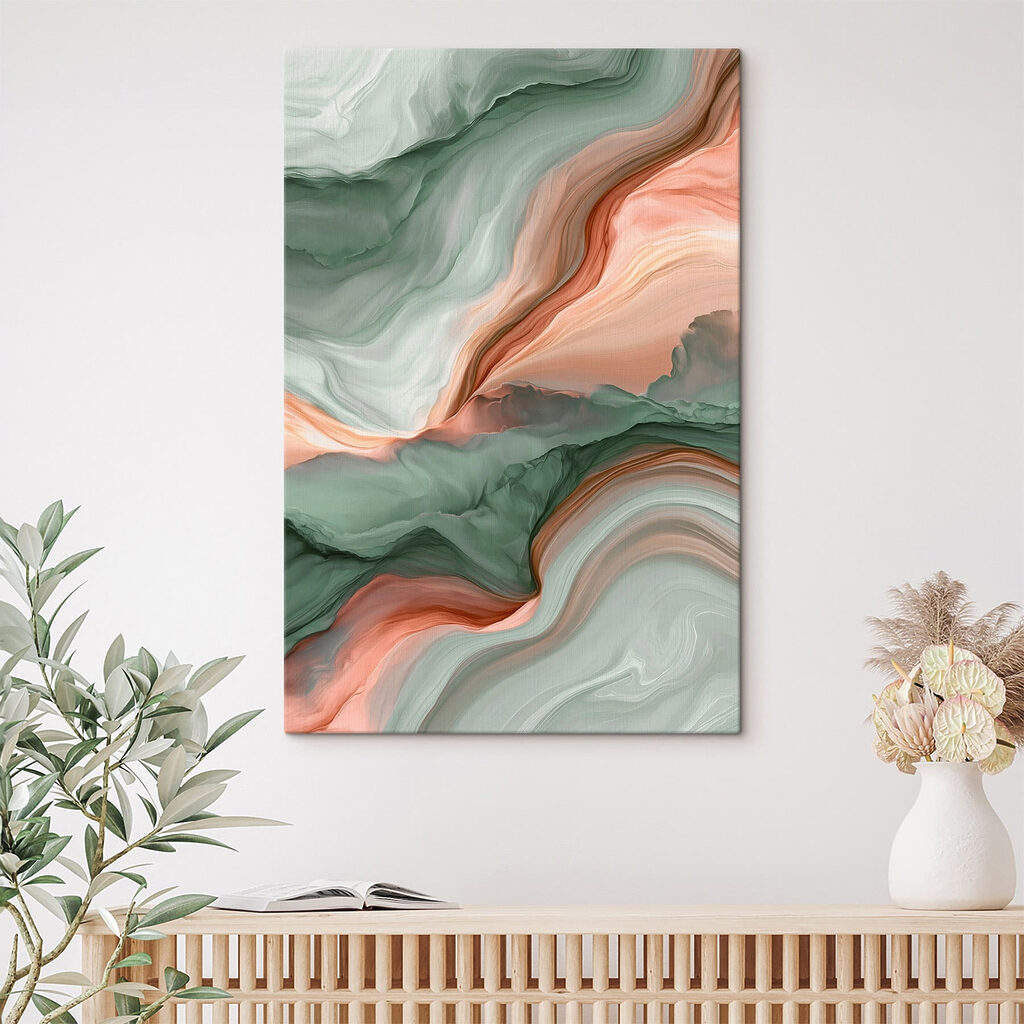 Veines corail sur vert — intérieur 1