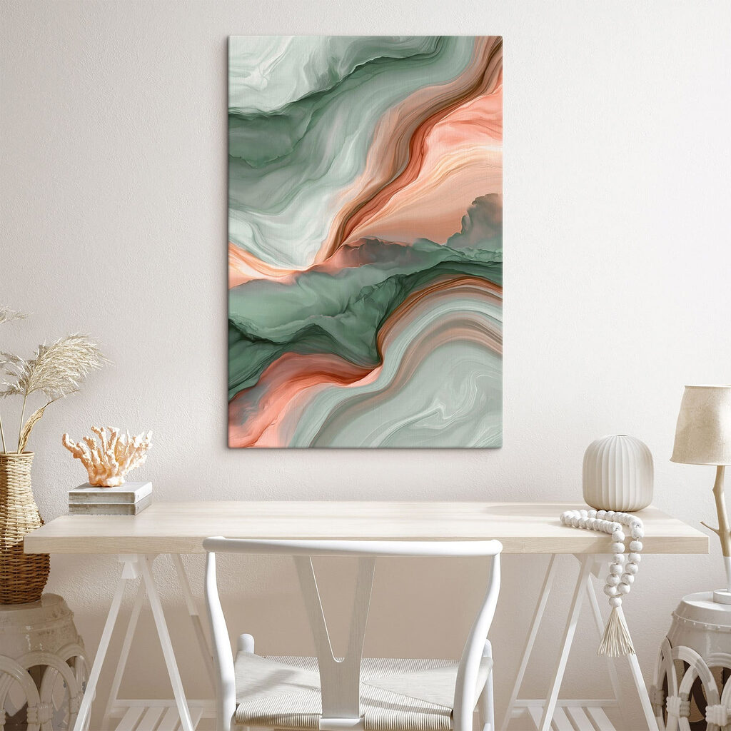 Veines corail sur vert — intérieur 3