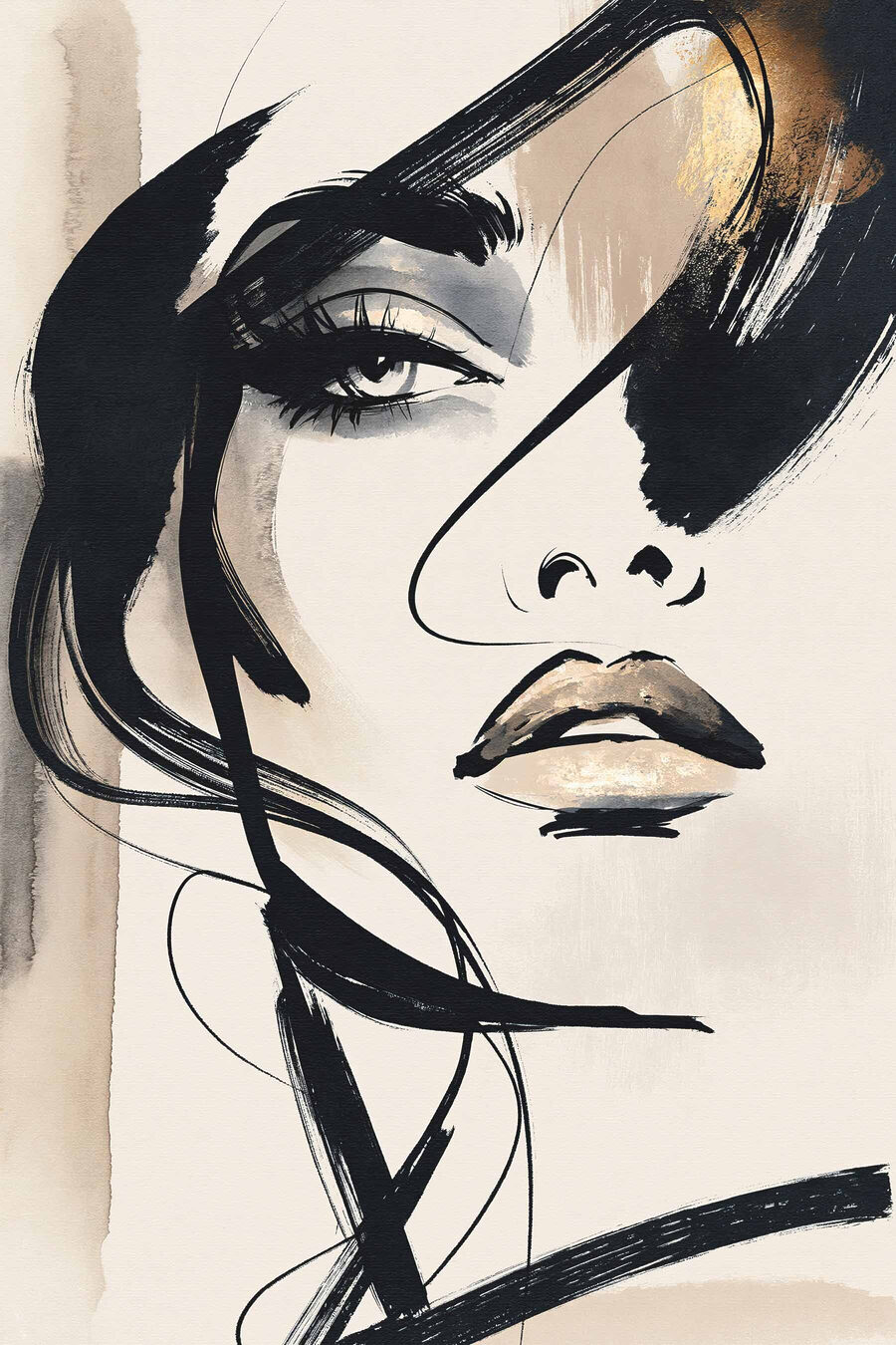 Regard au trait noir — motif complet