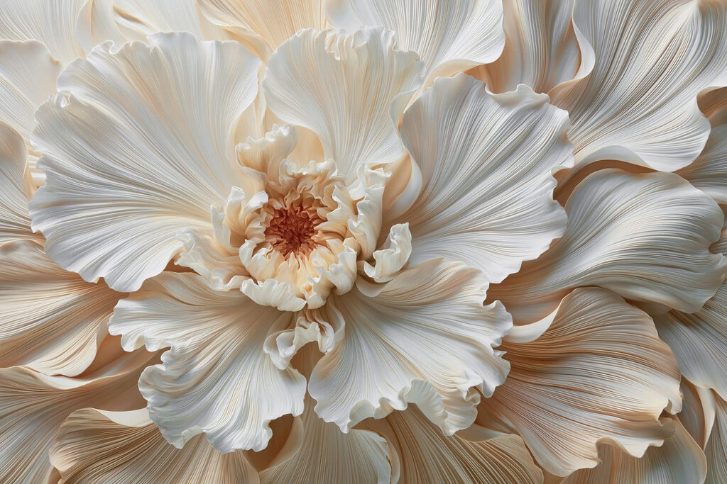Fleur blanche ondulée — motif complet