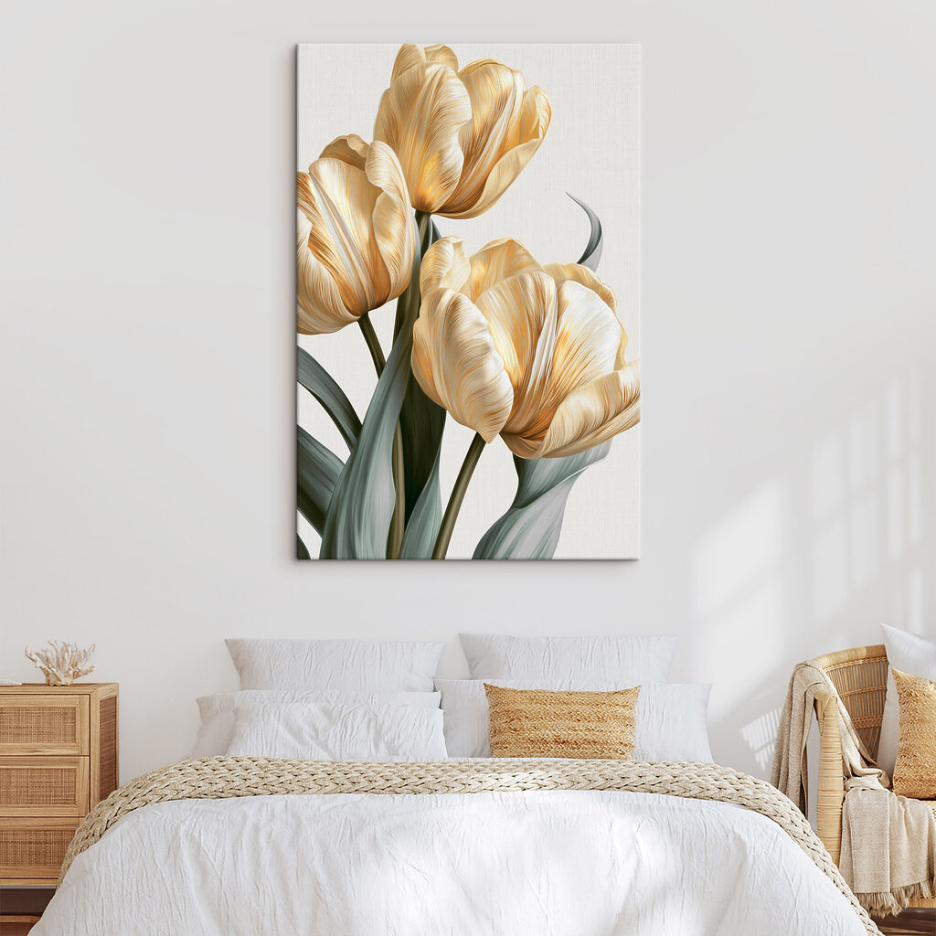Tulipes dorées sur gris-vert — intérieur 1