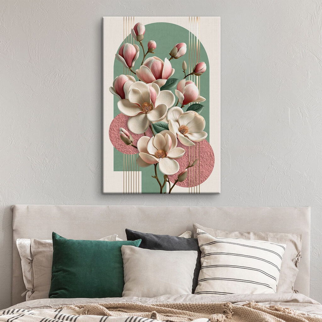 Magnolia et cercles roses — intérieur 2