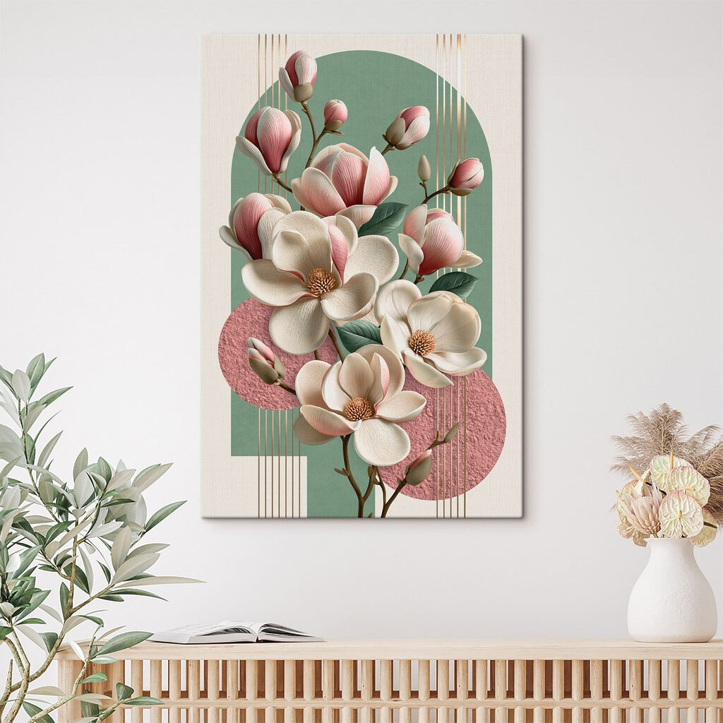 Magnolia et cercles roses — intérieur 3