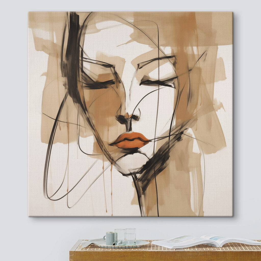 Visage au trait gris dans un intérieur