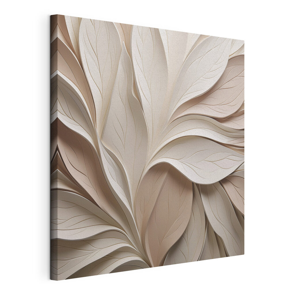 Rameaux blancs nervurés, toile tendue et bord enveloppé