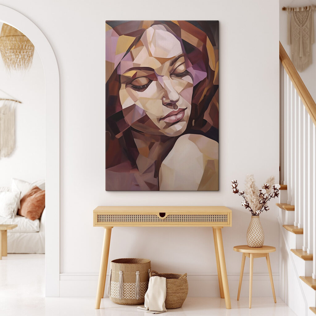 Yeux clos en facettes dans un intérieur