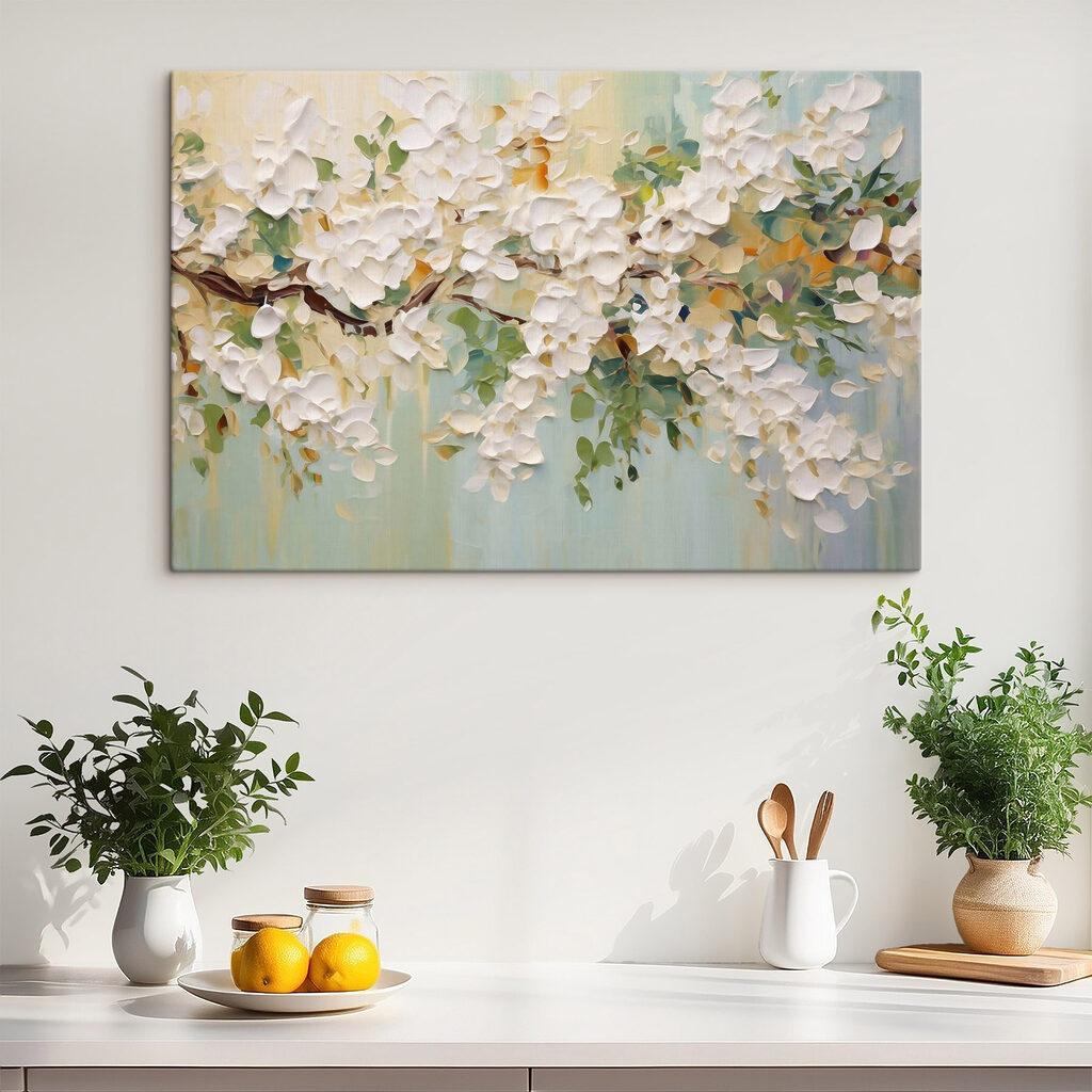Grappes blanches retombantes dans un intérieur