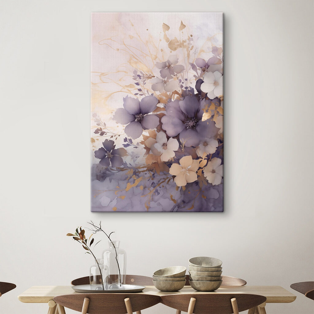 Rameaux fleuris lilas dans un intérieur