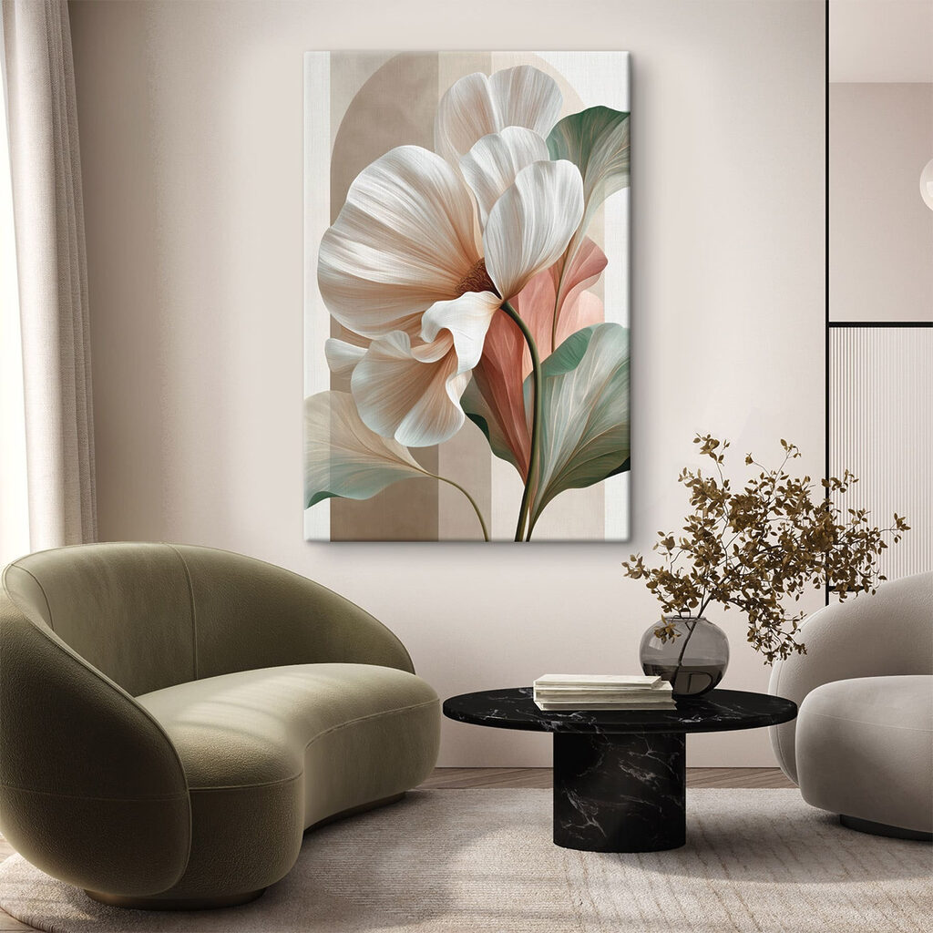 Corolle blanche, feuilles pastel — intérieur 1