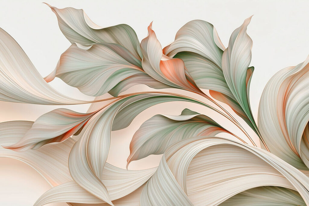Feuillage ondulant pastel — motif complet