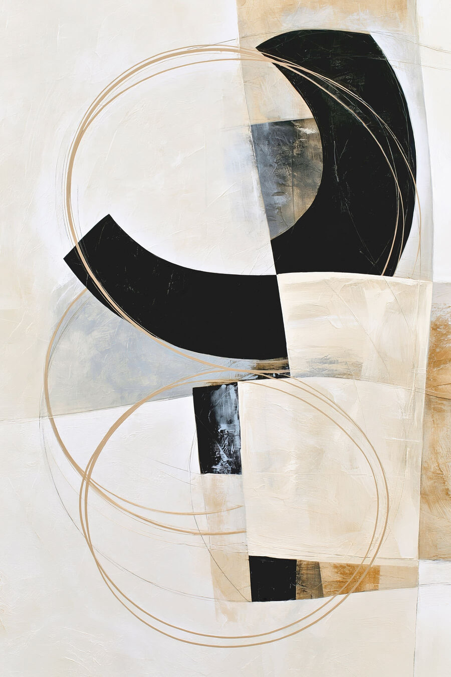 Arc noir, cercle doré — motif complet