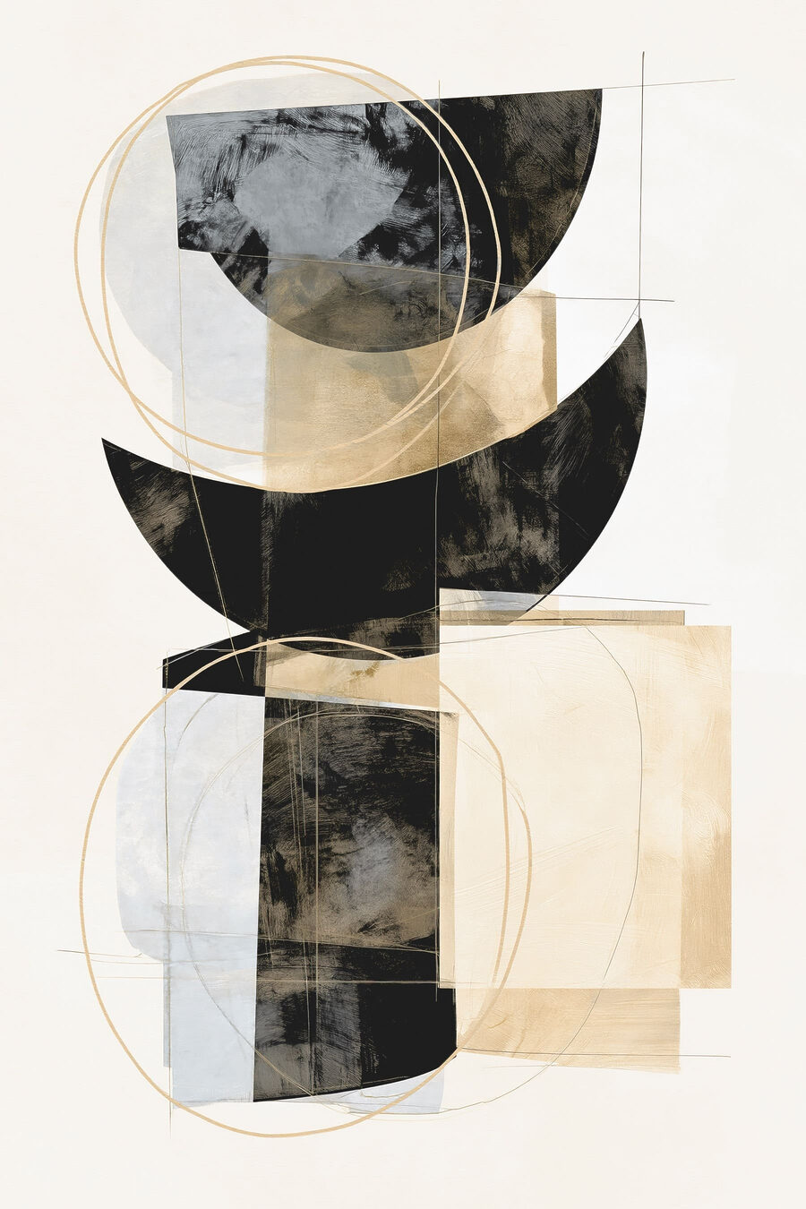 Demi-cercles et lignes dorées — motif complet