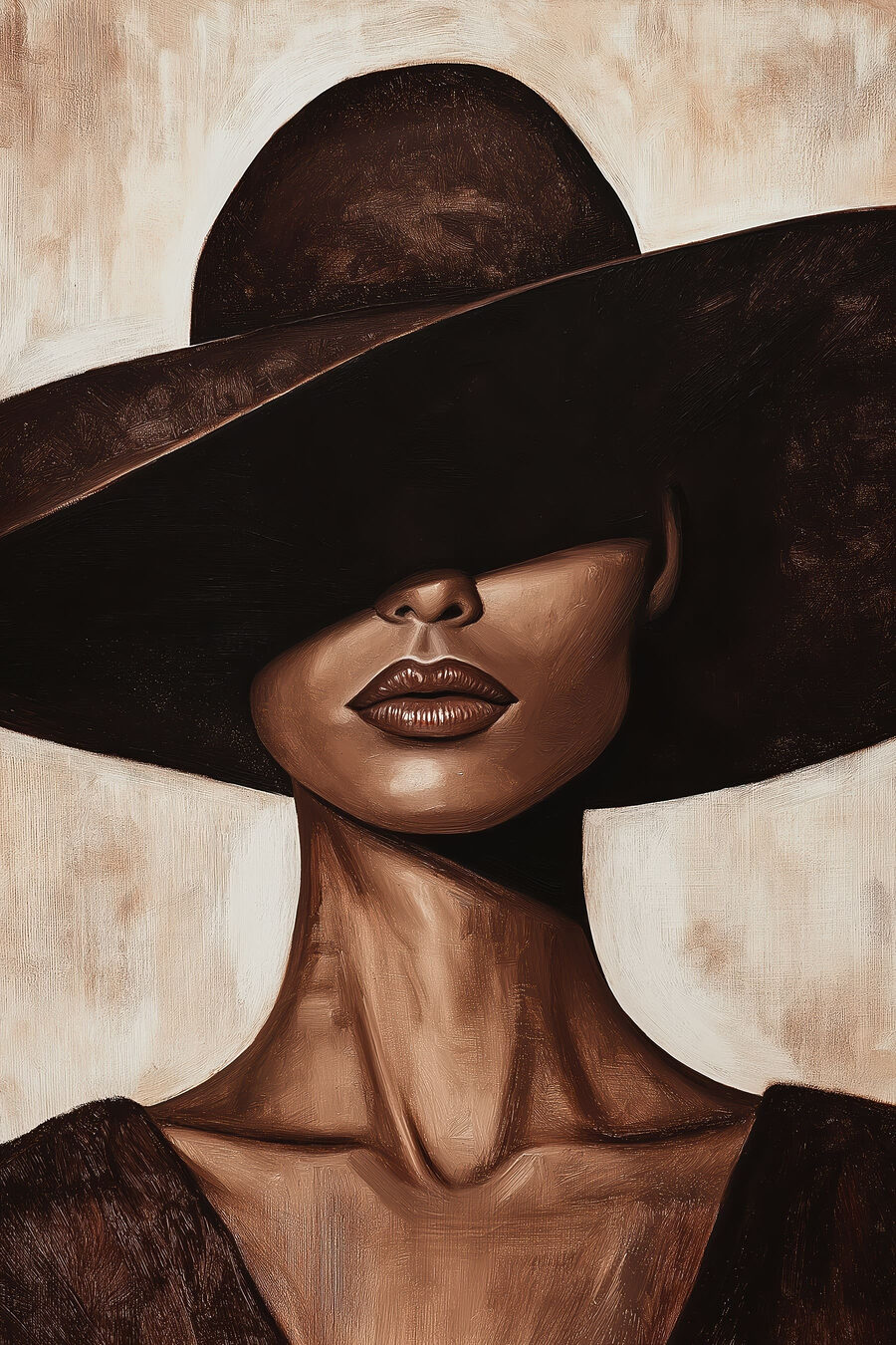 Femme au chapeau sombre — motif complet
