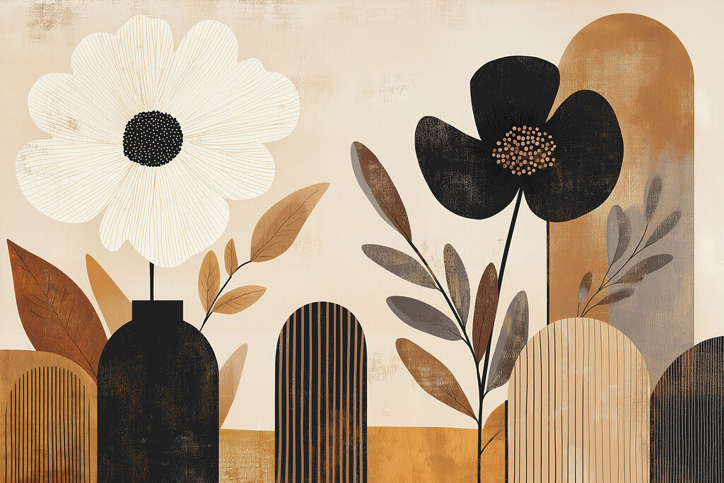 Fleur noire, fleur blanche — motif complet