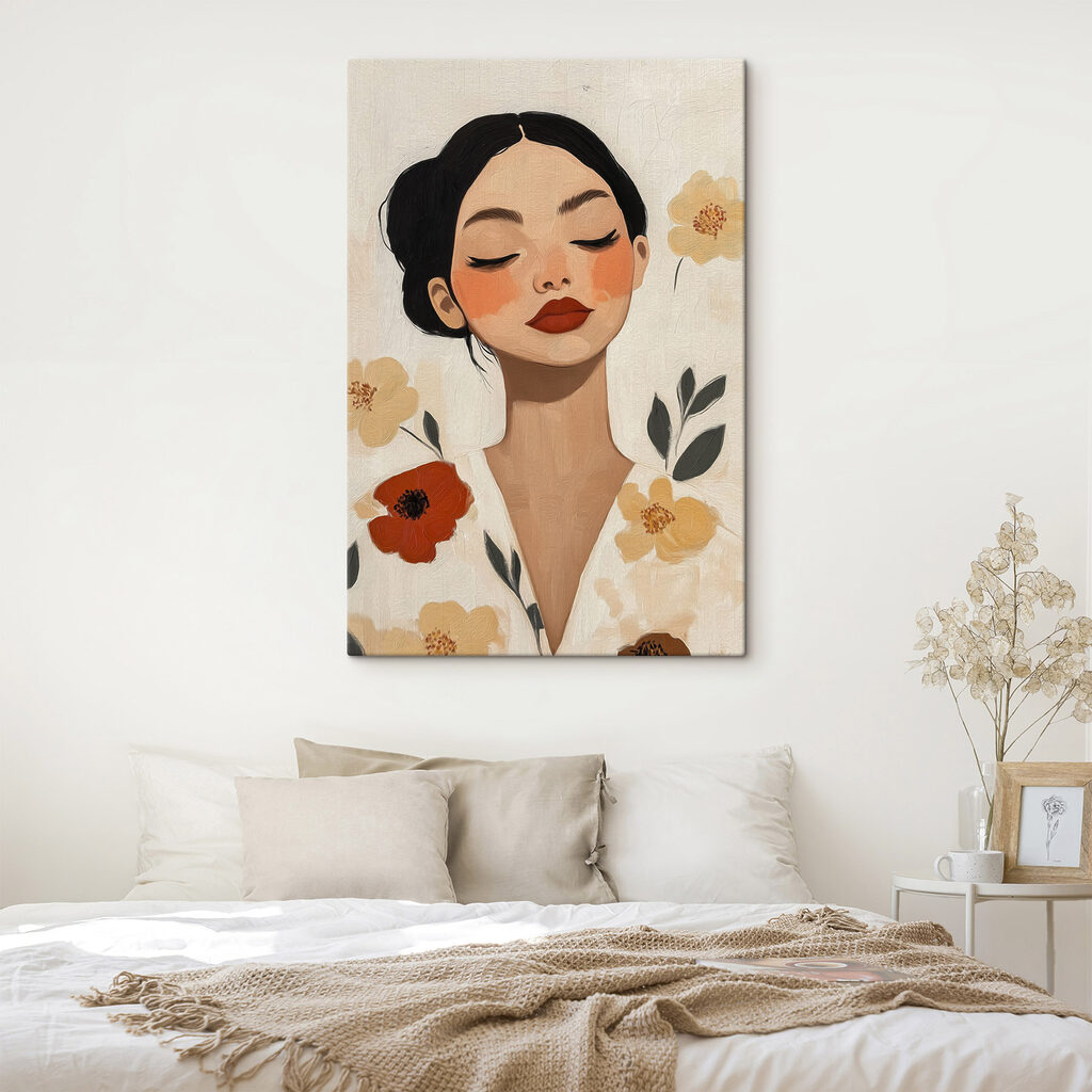 Parmi les fleurs dans un intérieur