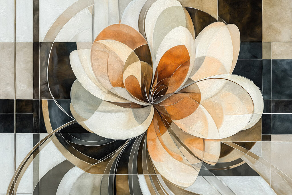 Fleur géométrique et ocre — motif complet