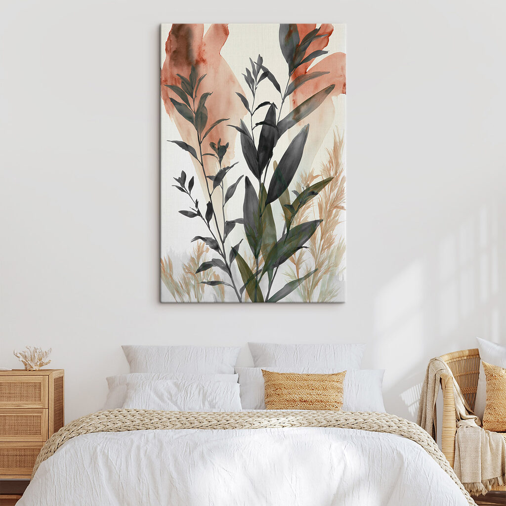 Feuillage sombre sur rose — intérieur 2
