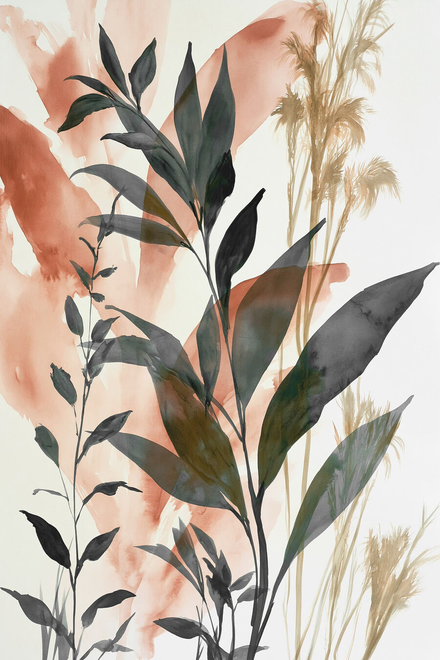 Rameaux verts et terracotta — motif complet