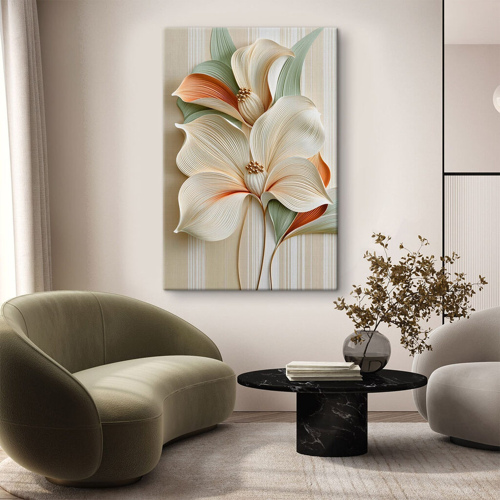 Fleurs blanches bordées d’orange — intérieur 2