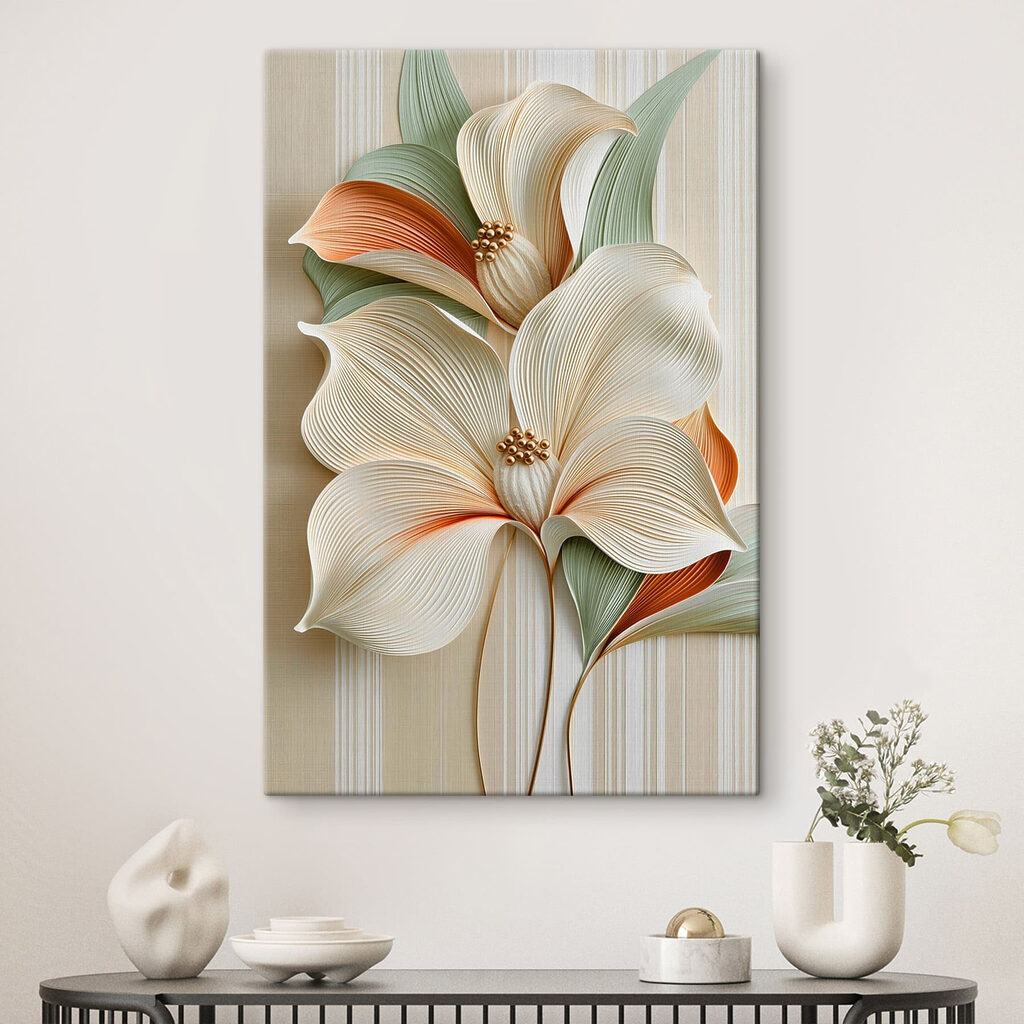 Fleurs blanches bordées d’orange — intérieur 3