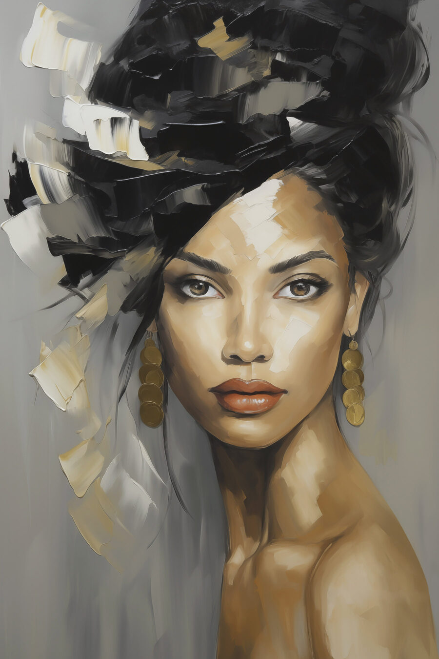 Femme aux cheveux noirs — motif complet