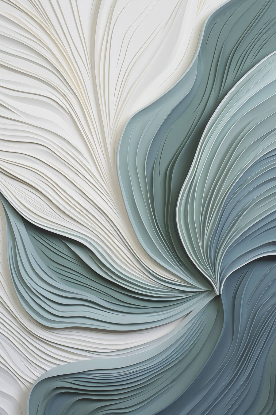 Stries bleu-vert en éventail — motif complet