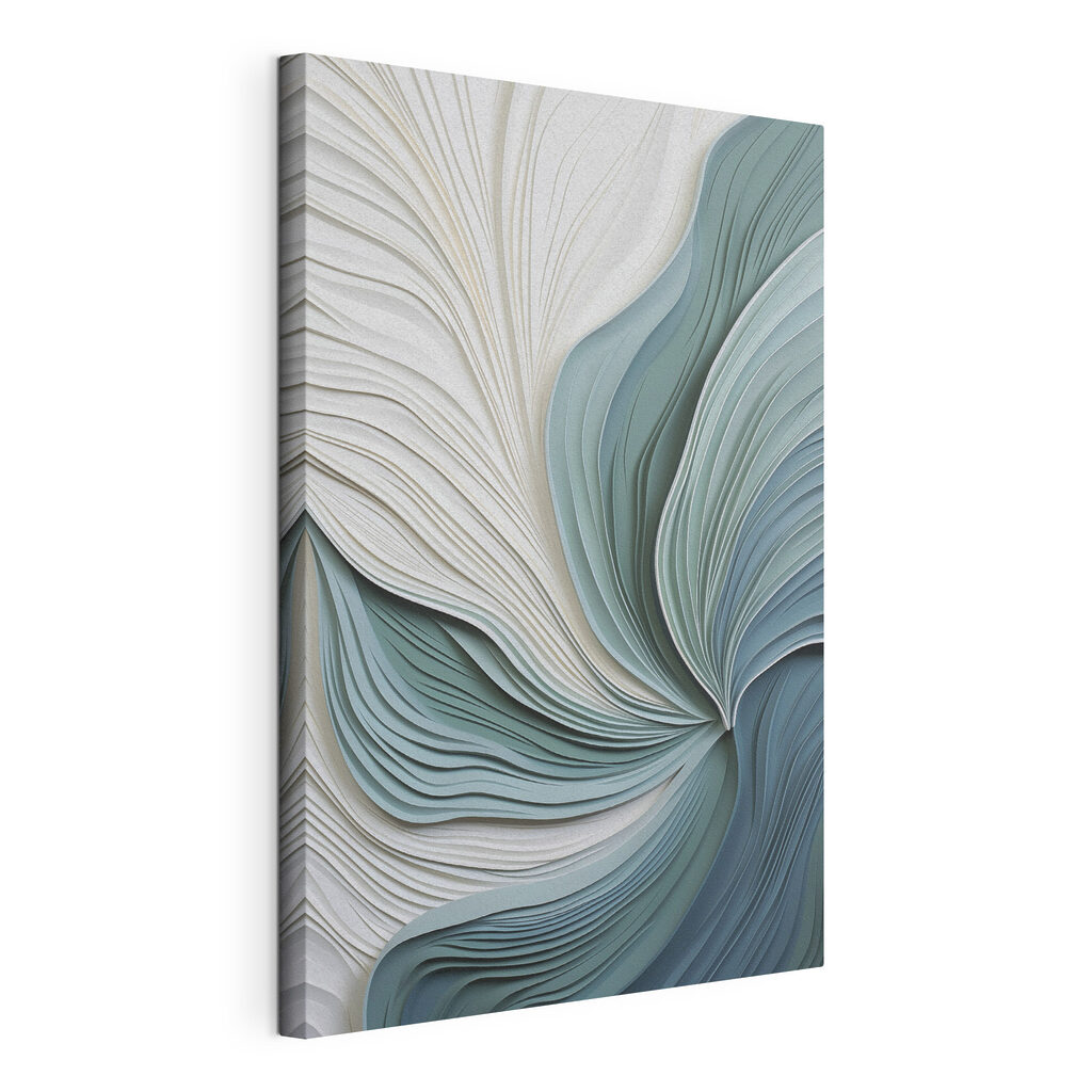 Stries bleu-vert en éventail, toile tendue et bord enveloppé