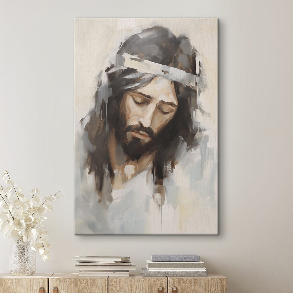 Jésus aux tons patinés dans un intérieur