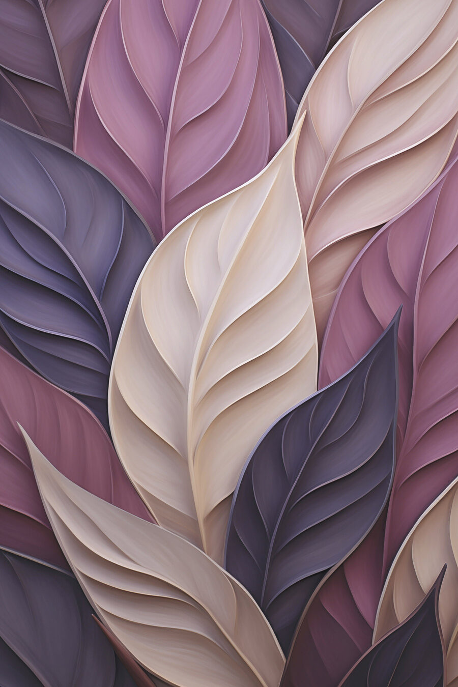 Feuilles violettes et crème — motif complet