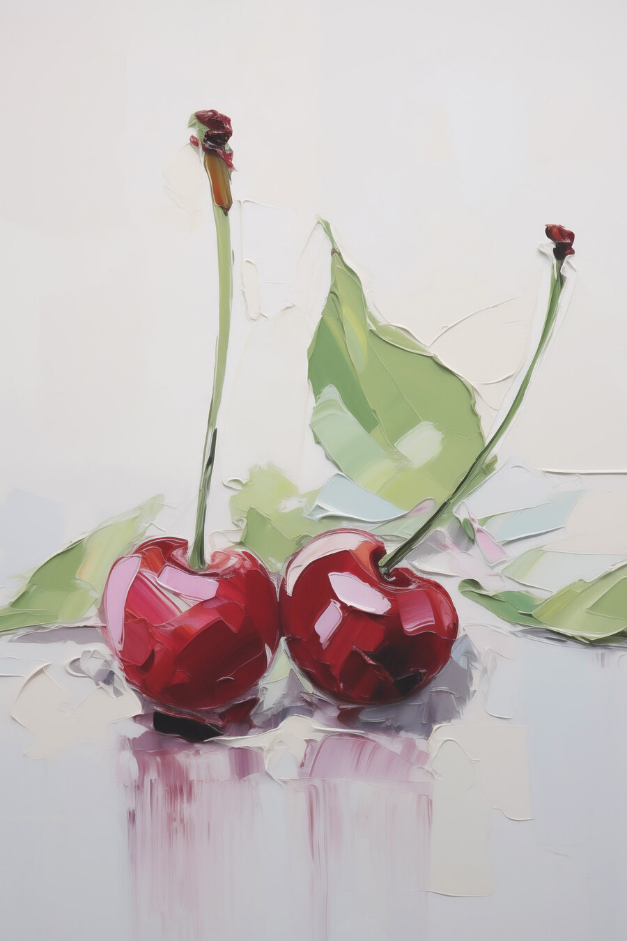 Deux cerises et feuilles — motif complet