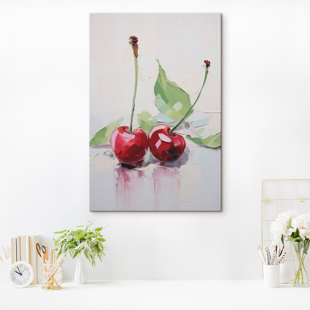 Deux cerises et feuilles — intérieur 2