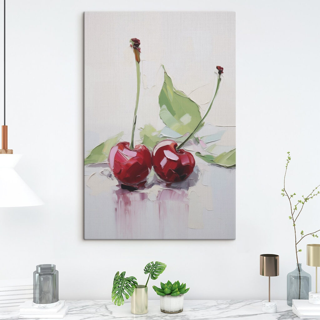 Deux cerises et feuilles — intérieur 1