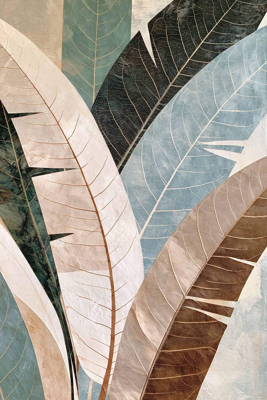 Longues feuilles nervurées — motif complet
