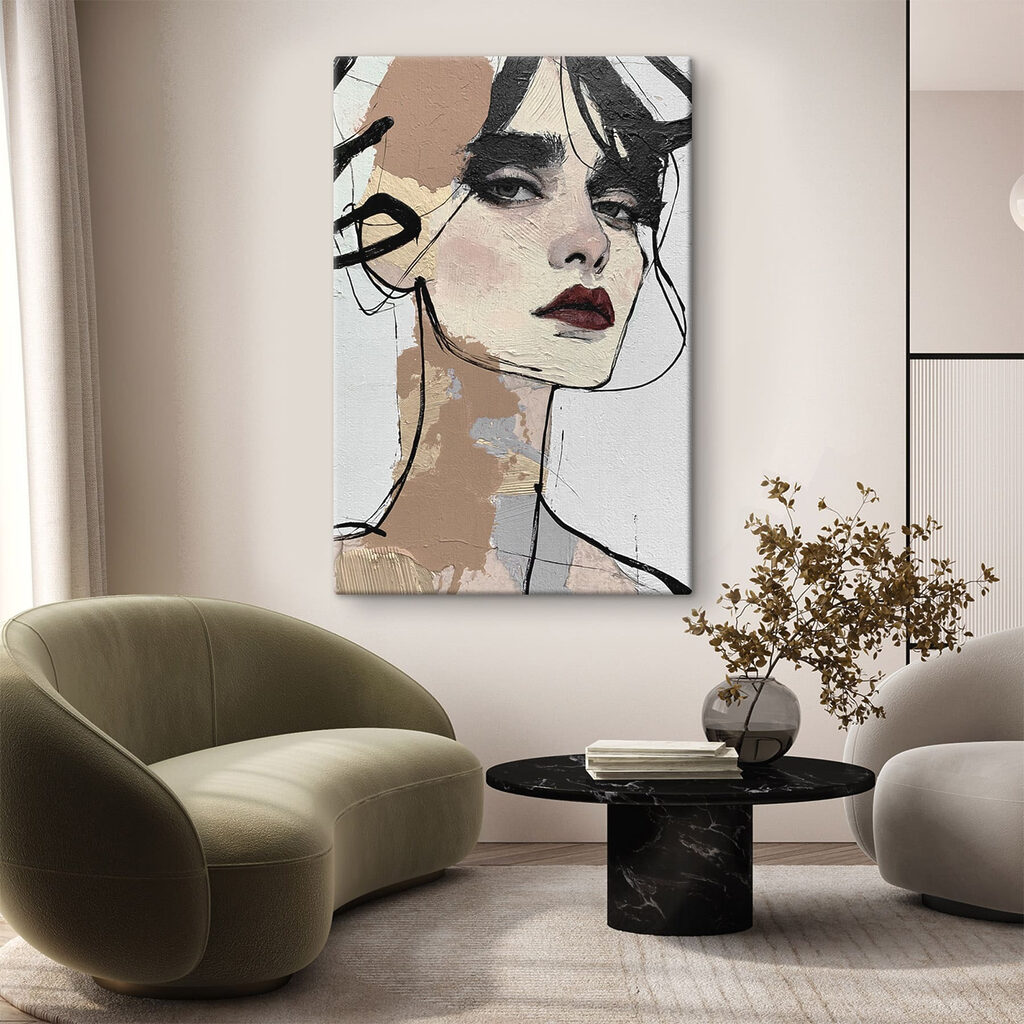 Regard féminin esquissé — intérieur 3