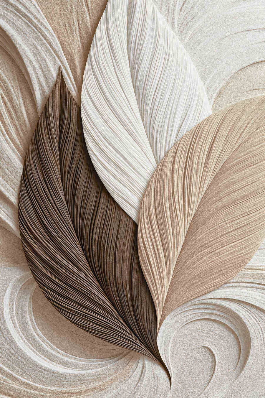 Feuilles aux longues courbes — motif complet