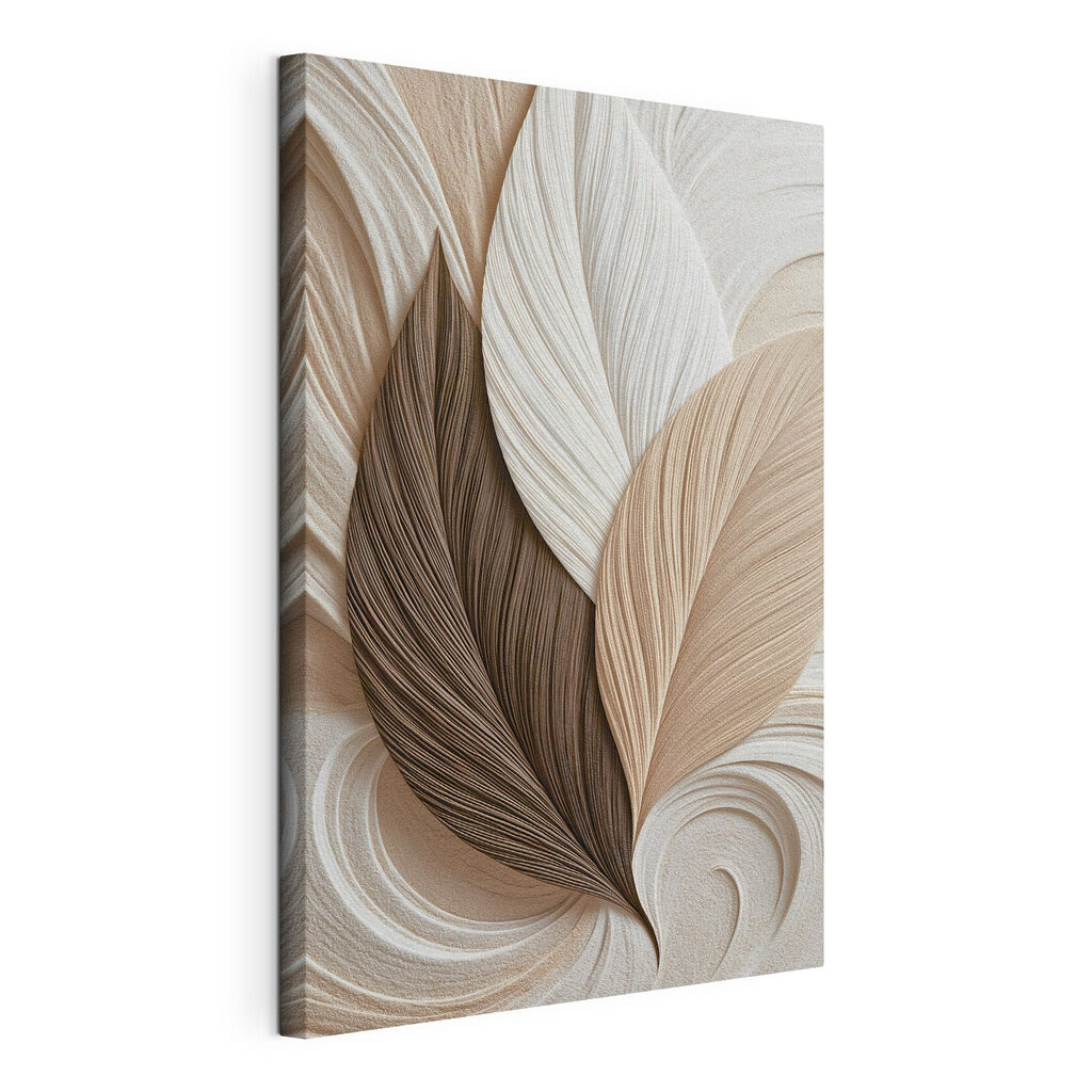 Feuilles aux longues courbes, toile tendue et bord enveloppé