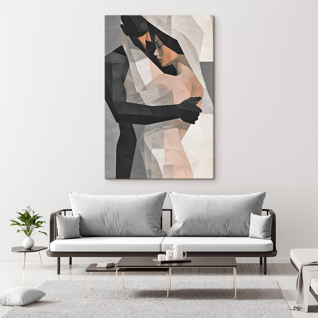 Couple enlacé en facettes — intérieur 2