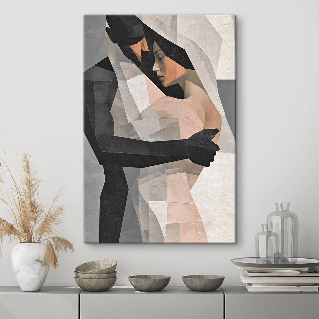 Couple enlacé en facettes — intérieur 1
