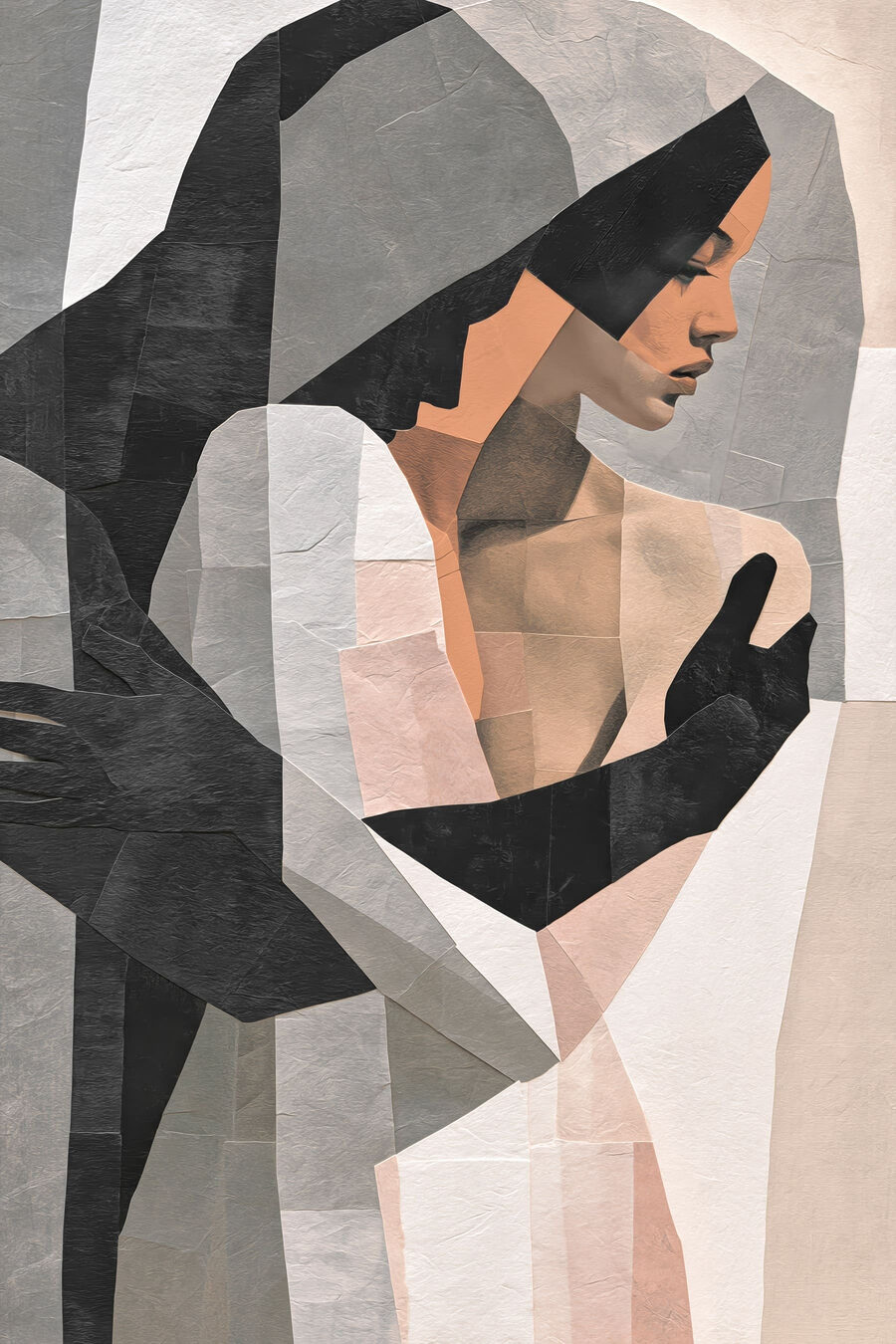 Femme en aplats gris — motif complet