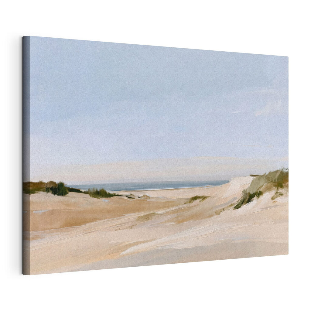 Dunes basses, ciel d’été, toile tendue et bord enveloppé